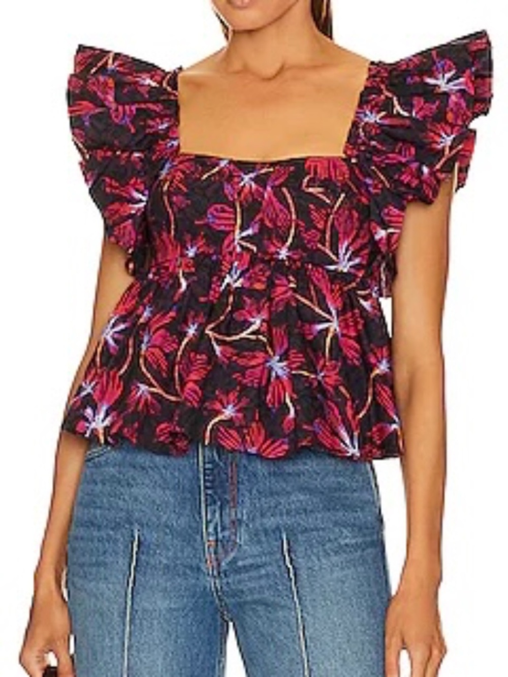 Ulla Johnson Rome Top Zinnia Floral Print Fall 2023 Size 16